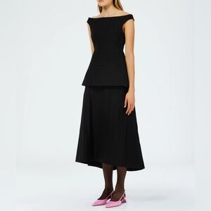 NWT•TIBI Schema sculpted midi skirt, 0